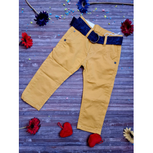 PANTALONE BIMBO GIALLO SENAPE CON CINTURA BOYSTUDIO