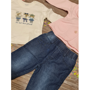 COMPLETO 3 PZ JEANS T-SHIRT E CAPPOTTINO MINI YOURS