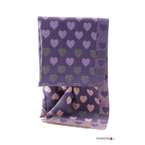 SCIARPA FANTASIA CUORE CON FRANGE NERO-FUCSIA-GRIGIO-VIOLA