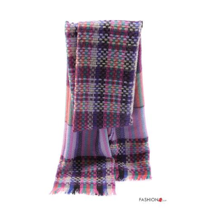 Sciarpa Fantasia tartan con frange - Viola