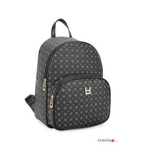 ZAINO FANTASIA STAMPATA CON TASCHE E ZIP - NERO