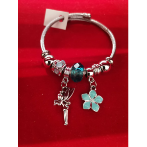 BRACCIALE CON FIORE AZZURRO E FATINA