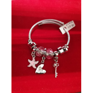 BRACCIALE CON STELLA MARINA ROSA CUORE E CHIAVE