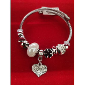 BRACCIALE CON CUORE CON BRILLANTINI COLORE BIANCO