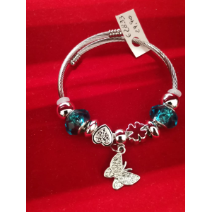 BRACCIALE CON FARFALLA CON BRILLANTINI COLORE AZZURRO